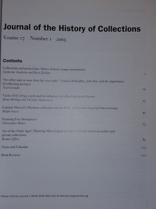 JOURNAL OF THE HISTORY OF COLLECTIONS Volume 17 Number 1 2005