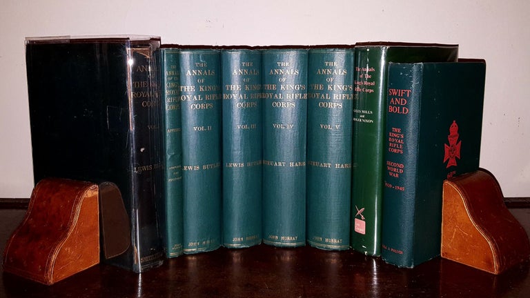 Item #135263 THE ANNALS OF THE KING'S ROYAL RIFLE CORPS Seven Volumes + SWIFT AND BOLD. MILNE S. M. BUTLER Lewis, WAKE Sir Hereward, NIXON R. F., MILLS G. H., HARE Sir Steuart, TERRY Astley.