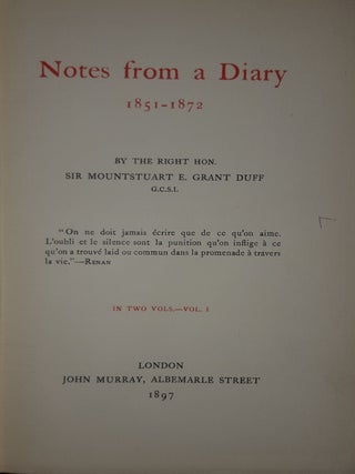 NOTES FROM A DIARY 1851-1872 In Two Volumes