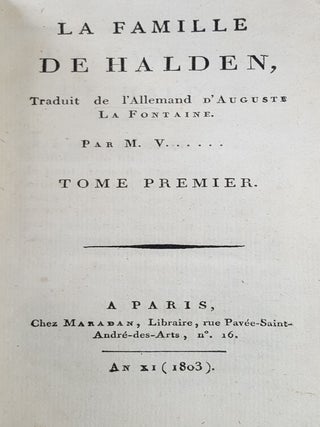 LA FAMILLE DE HALDEN Traduit de l'Allemand D'Auguste la Fontaine par M.V...