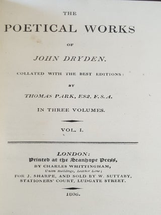 THE POETICAL WORKS OF JOHN DRYDEN In Three Volumes