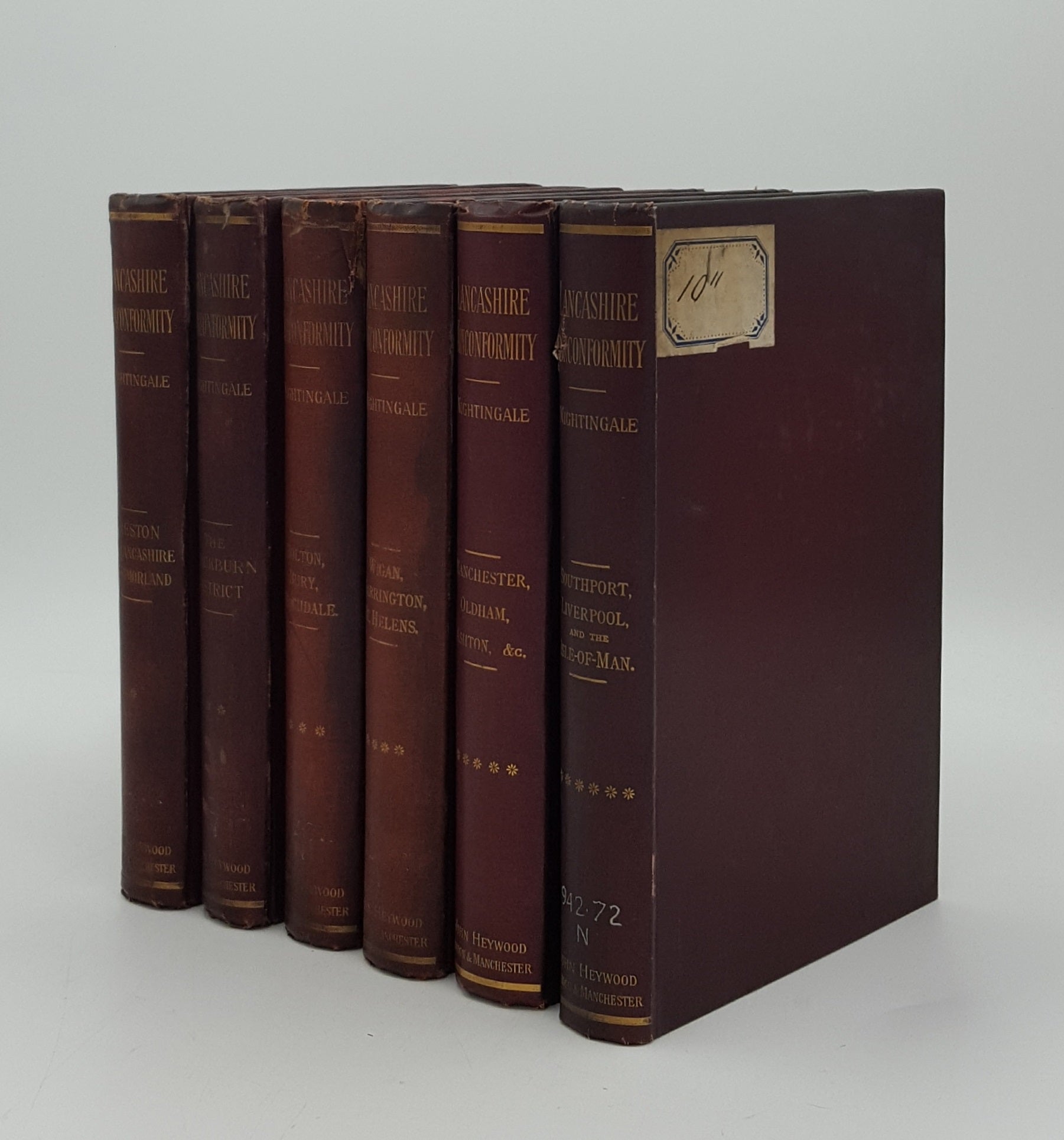 NIGHTINGALE Benjamin - Lancashire Nonconformity or Sketches Historical & Descriptive of the Congregational and Old Presbyterian Churches in the County 6 Volumes