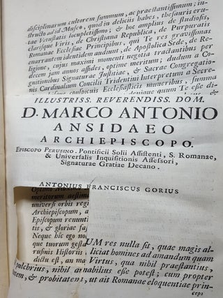 MONUMENTUM SIVE COLUMBARIUM LIBERTORUM ET SERVORUM LIVIAE AUGUSTAE ET CAESARUM Romae detectum in Via Appia anno MDCCXXVI 1726 Ab Antonio Francisco Gorio Presbytero Baptisterii Florentini Descriptum & XX. aere incisis Tabulis illustratum Adjectis Noti
