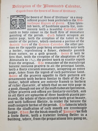 THE ILLUMINATED CALENDAR And Home Diary for 1845 Copied from the Hours of Anne of Brittany.