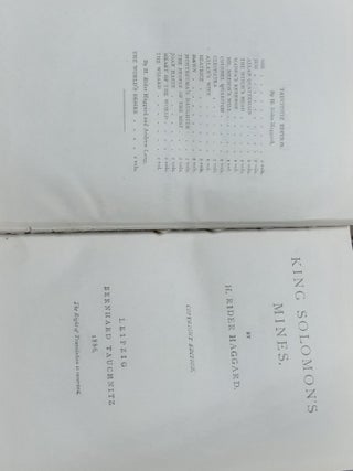 KING SOLOMON'S MINES (Tauchnitz Edition Collection of British Authors).