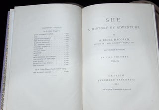 SHE A History of Adventure in Two Volumes (Tauchnitz Edition Collection of British Authors).