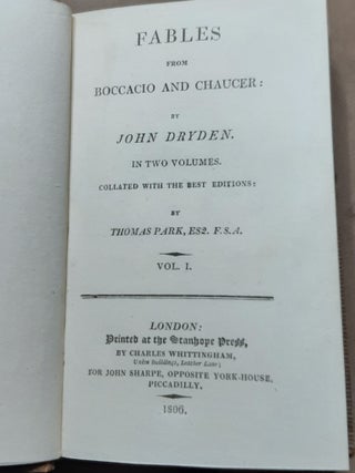 FABLES FROM BOCCACIO AND CHAUCER Collated with the Best Editions.