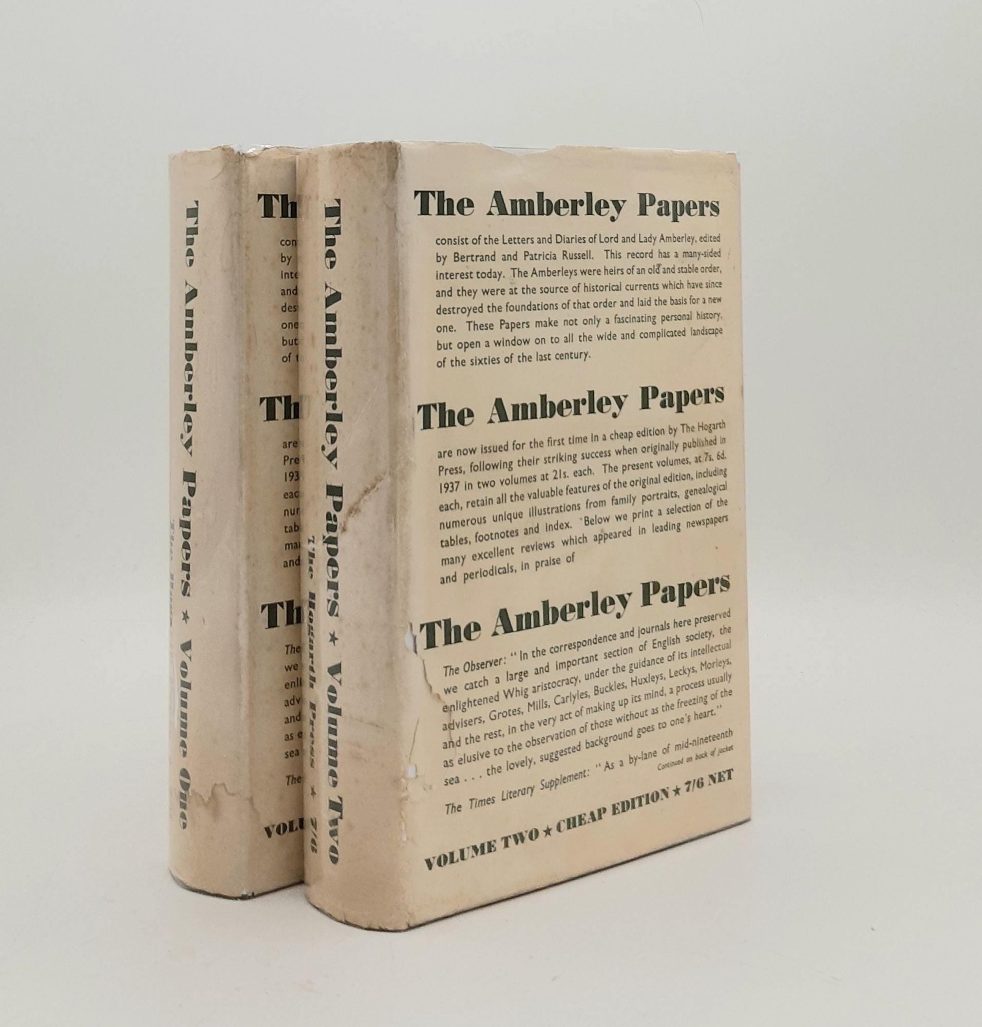 RUSSELL Bertrand, RUSSELL Patricia - The Amberley Papers the Letter and Diaries of Lord and Lady Amberley Volume One [&] Volume Two