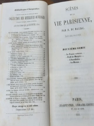 SC&Egrave;NES DE LA VIE PARISIENNE Deuxi&egrave;me s&eacute;rie La Femme Vertueuse, Profil de Marquise, L'Interdiction, Les Marana.