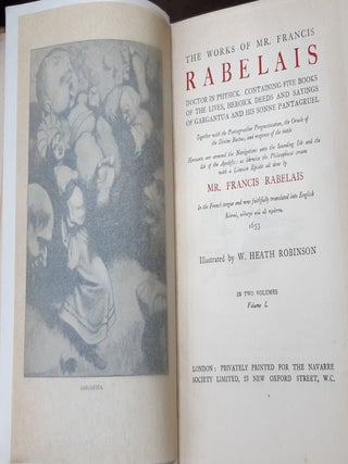 THE WORKS OF MR FRANCIS RABELAIS Doctor in Physick Containing Five Books of the Lives Heroick Deeds and Sayings of Gargantua and His Sonne Pantagruell In Two Volumes.