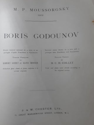 BORIS GODOUNOV Drame Musical National en 4 Actes et un Prologue D'Apres Pouchkine et Daramzine Version Française de Robert Godet et Aloys Mooser Réduction pour chant et piano conforme à la version originale National Music Drama in 4 Acts and a Prolog