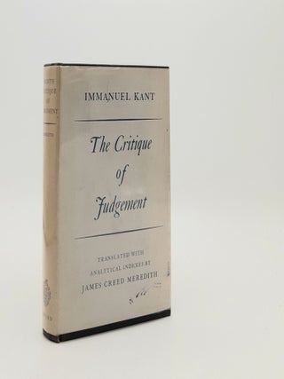 Item #183678 THE CRITIQUE OF JUDGEMENT Translated with Analytical Indexes. MEREDITH James Creed...