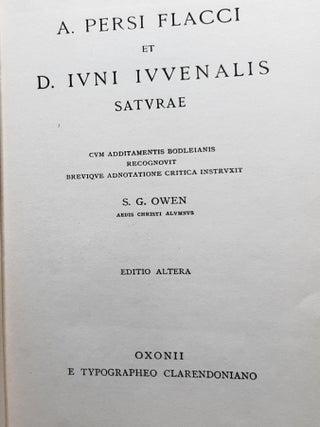 A PERSI FLACCI ET D IUNI IUVENALIS SATURAE Editio Altera.