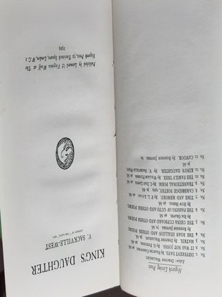 KING'S DAUGHTER Hogarth Living Poets No. 11.