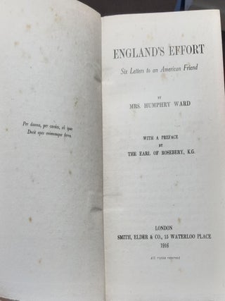 ENGLAND'S EFFORT Six Letters to an American Friend.