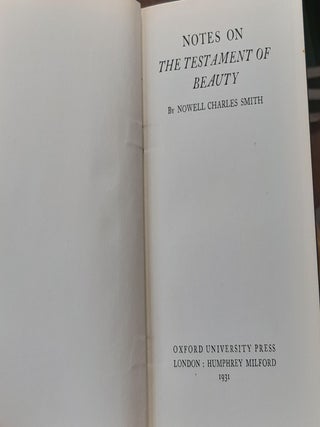 NOTES ON THE TESTAMENT OF BEAUTY
