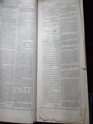 VANITY FAIR A Weekly Show of Political Social & Literary Wares July 7 - December 1 1883.