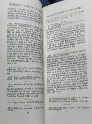 DODSLEY'S COLLECTION OF POETRY Its Contents and Contributors A Chapter in the History of English Literature in the Eighteenth Century.