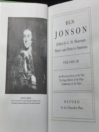 BEN JONSON Complete Critical Edition Volume IX Historical Survey of the Text, Stage History of the Plays, Commentary on the Plays.