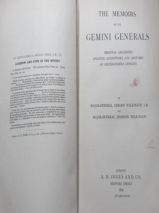 THE MEMOIRS OF THE GEMINI GENERALS Personal Anecdotes Sporting Adventures and Sketches of Distinguished Officers.