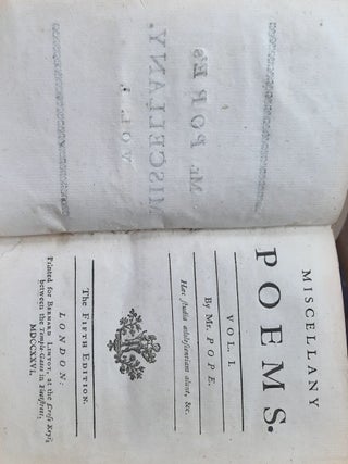 MR POPE'S MISCELLANY Miscellany Poems in Two Volumes.