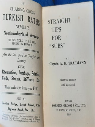 STRAIGHT TIPS FOR SUBS Hints on Commissions Allowances Kit Etiquette Duties Correspondence Etc.