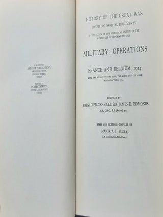 MILITARY OPERATIONS FRANCE AND BELGIUM 1914 Mons, The Retreat to the Seine, The Marne and the Aisne August - October 1914.