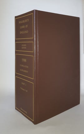 Item #51868 HALSBURY'S LAWS OF ENGLAND Cumulative Supplement 1988 Part 1 Volumes 1 - 18. MUGFORD...