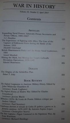 WAR IN HISTORY Volume 10 Number 2 2003. GREENHALGH Elizabeth HAMILTON C. I., et.